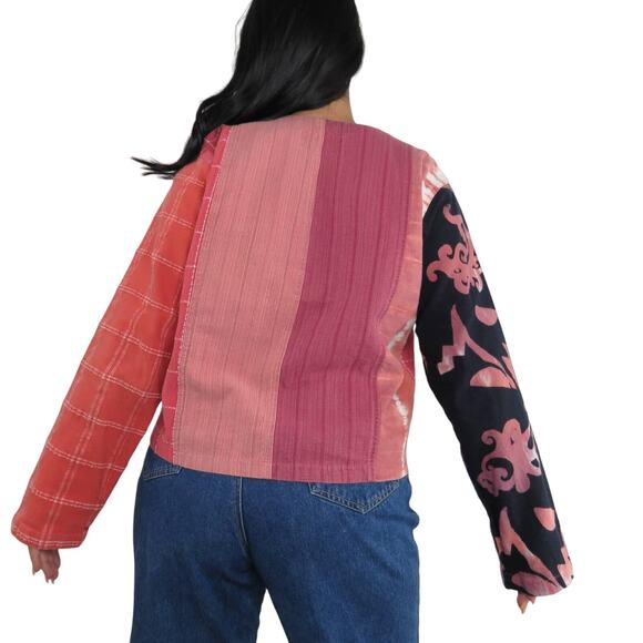 Wild Thing 1990s Vintage Pink Patchwork Multi-Print Jacket Small Medium - Picture 7 of 7